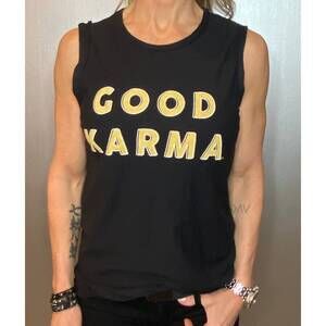 NEW COMMUNE women's good karma sleeveless tee in black